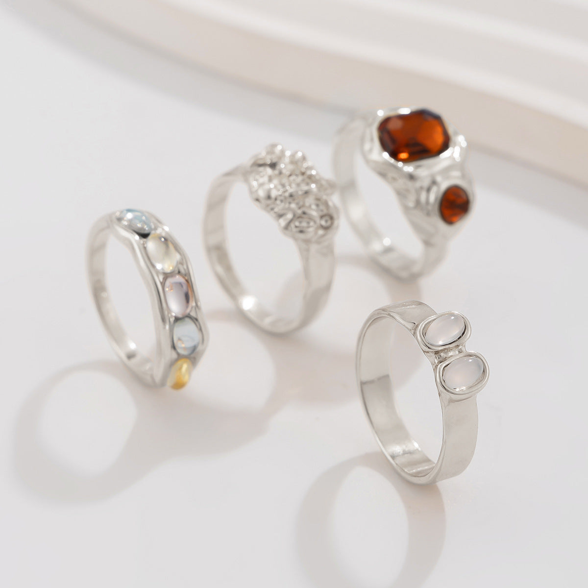 Geometric Diamond Gemstone Ring Suit Women - Norellé