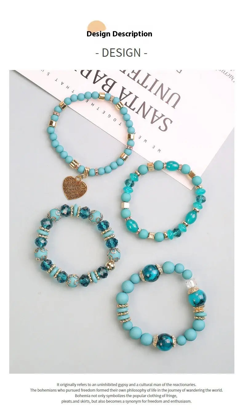 Multi-layer Wooden Bead Beaded Bracelet Elastic