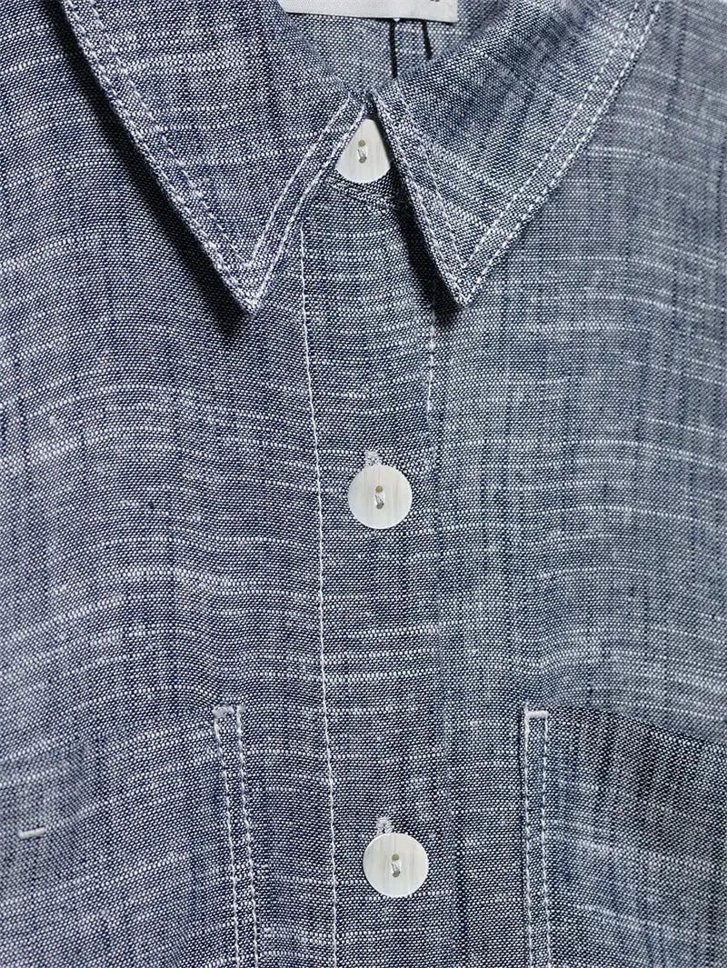 Pocket Decoration Short Shirt Trousers