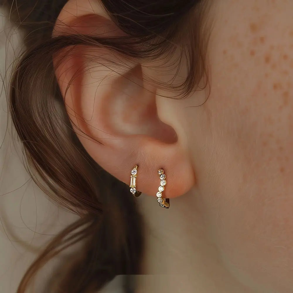 S925 Sterling Silver Light Luxury Inlaid Zircon Trendy Earrings - Norellé