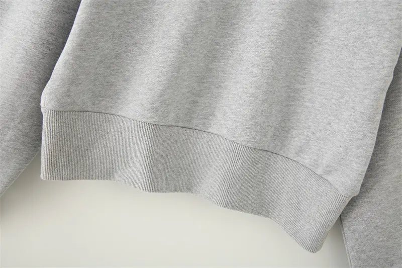 Solid Color Pleated Heavy Fabric Round Neck Long Sleeve Sweater