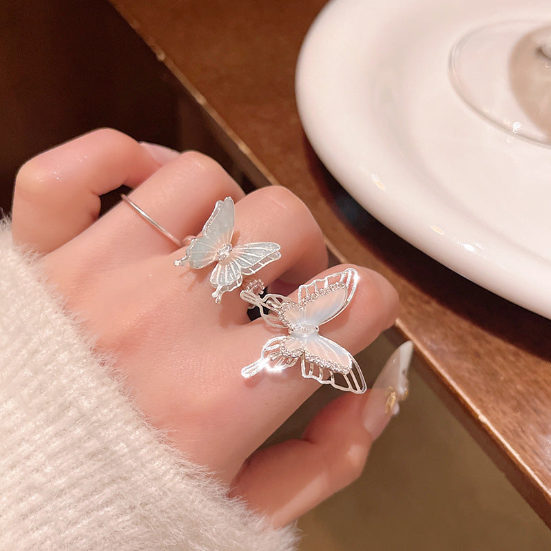 Korean Style Fairy Temperamental Colorful Butterfly Ring - Norellé