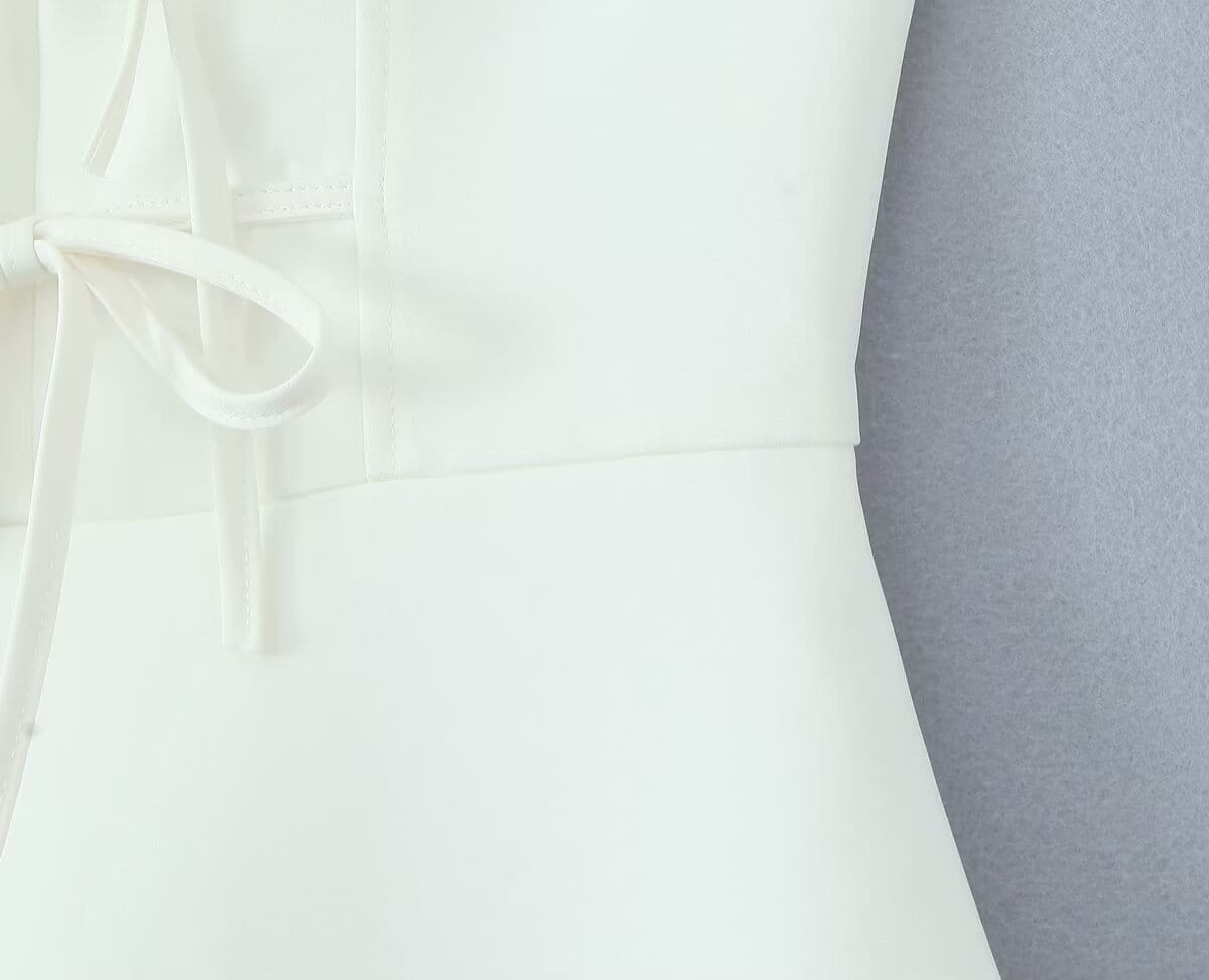 Tube Top Bow Bandage Slim-fitting Patchwork Pleated Dress