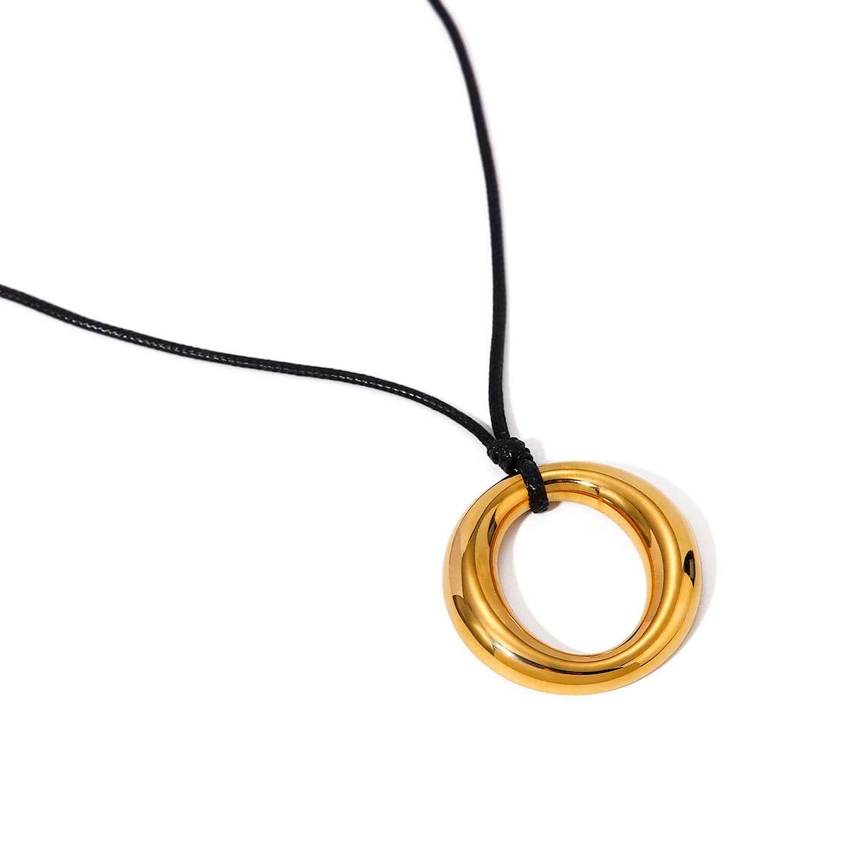 Stainless Steel Round Hollow Pendant Minimalist Necklace