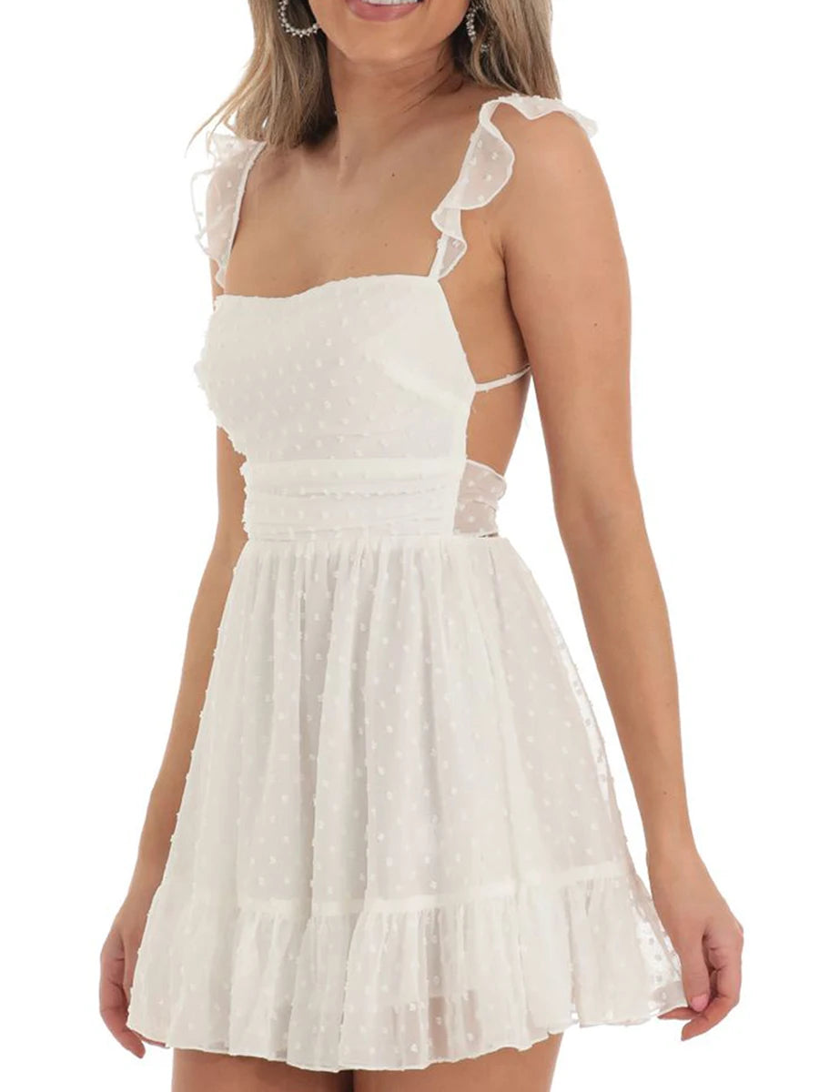 Elegant Women Summer Lace Floral Patchwork Corset Mini Dress