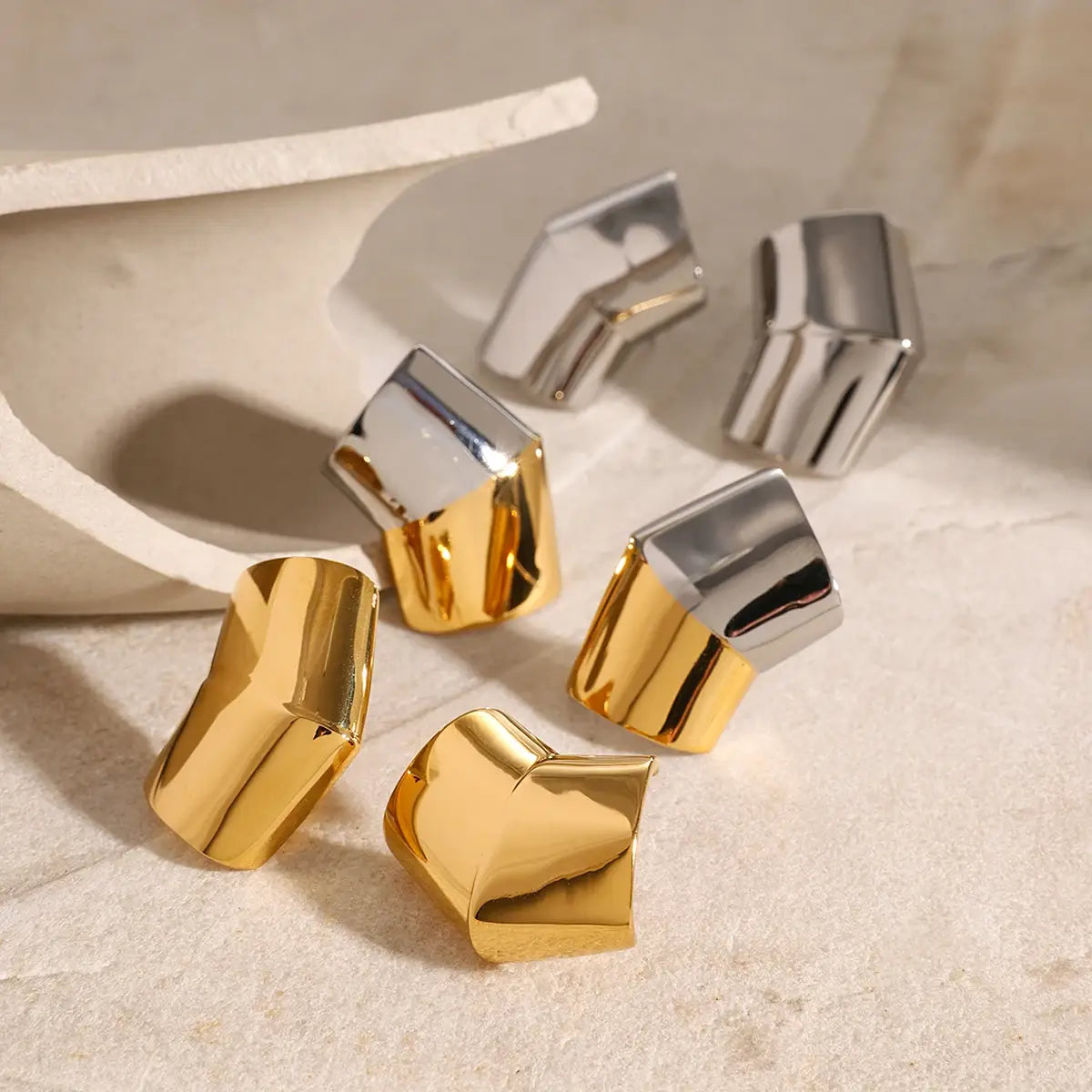 Geometric Waterproof Stainless Steel Square Stud Earrings