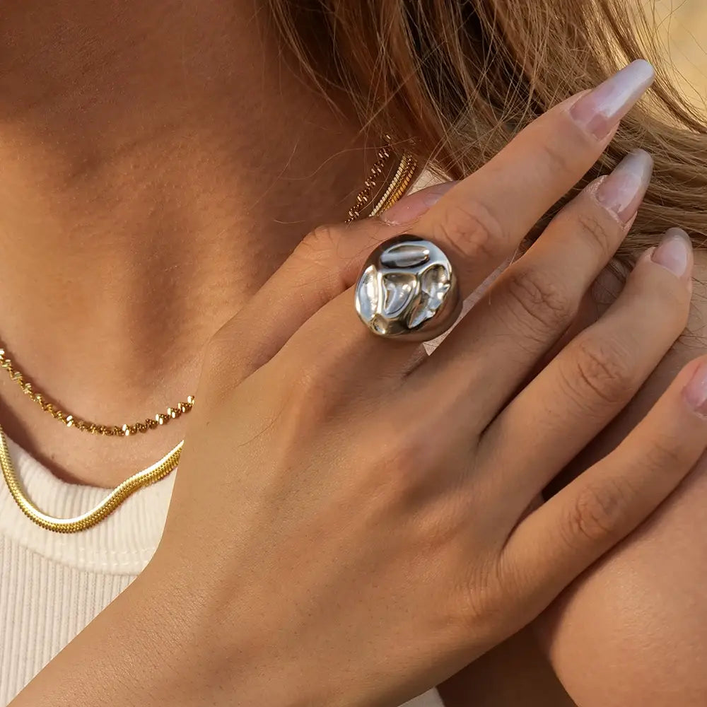 Vintage Stainless Steel Unique Heart Shaped Ring