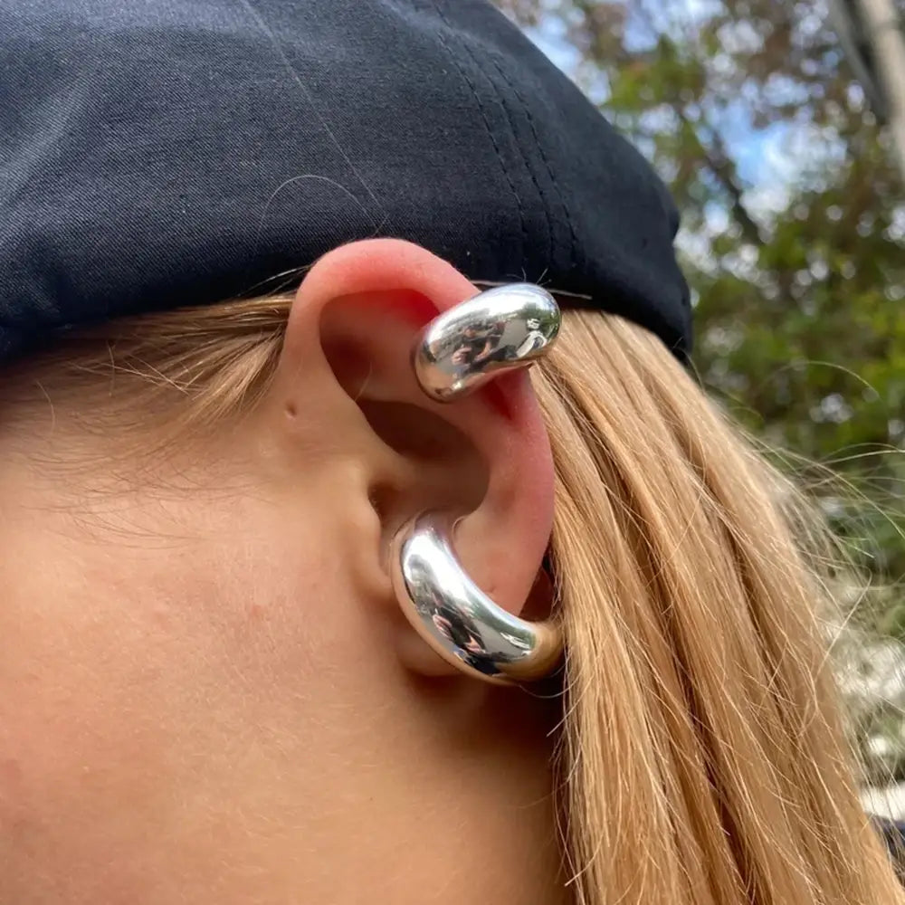 Stainless Steel Chunky Huggie Hoop Earrings