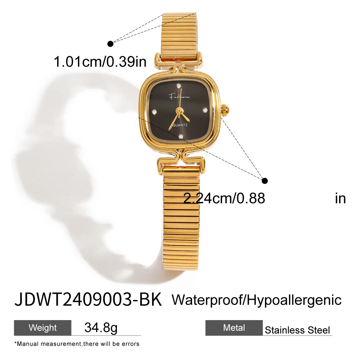 Gold Color Plated Stainless Steel Quartz Mechanism Watch