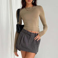 Women Long Sleeve T Shirt Spring Autumn Solid Slim Fit Casual Shirts - Norellé