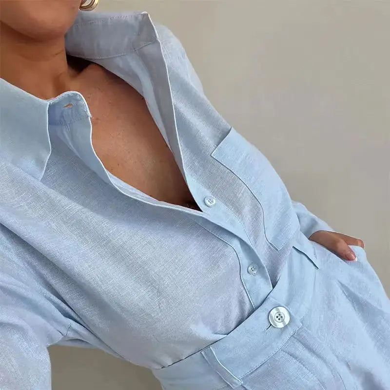 Women Summer Shorts Sets Long Sleeve Blouses with Short Pants 2 Pieces - Norellé