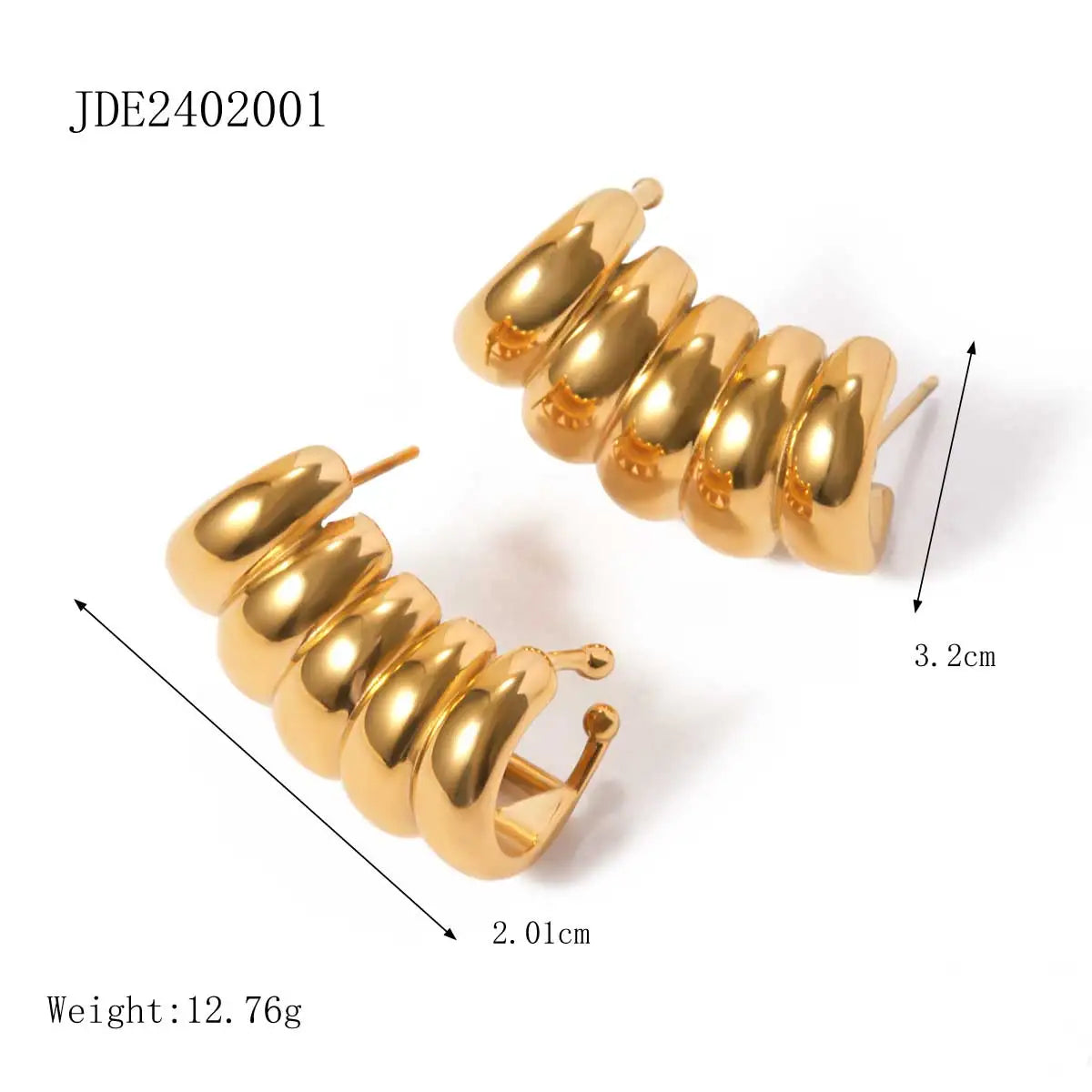 Stainless Steel Vintage-Inspired Waterproof Stud Earrings