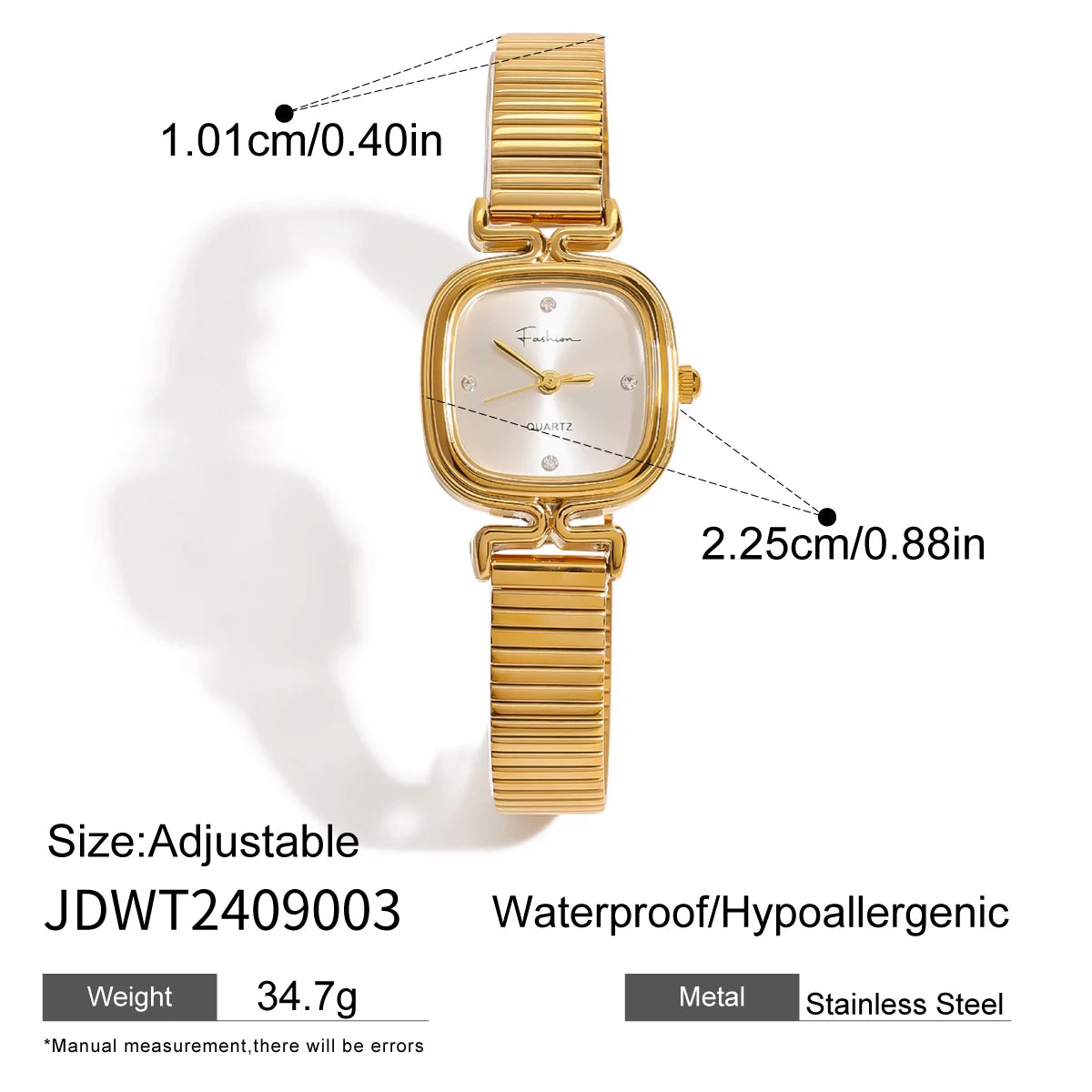 Gold Color Plated Stainless Steel Quartz Mechanism Watch
