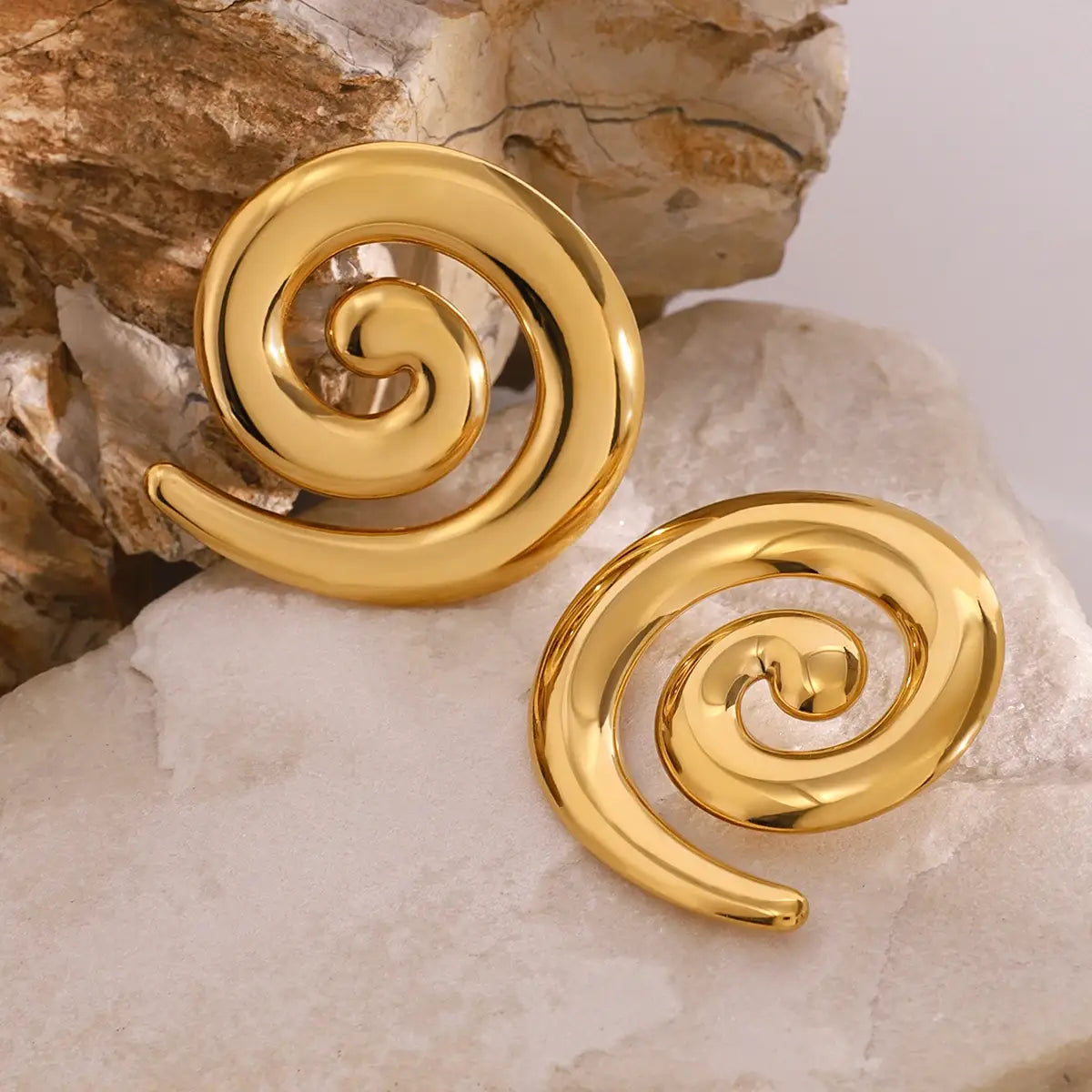 Stainless Steel Metal Spiral Stud Earrings