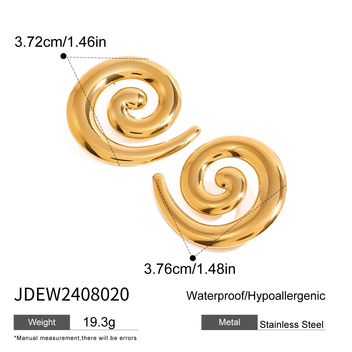 Stainless Steel Metal Spiral Stud Earrings
