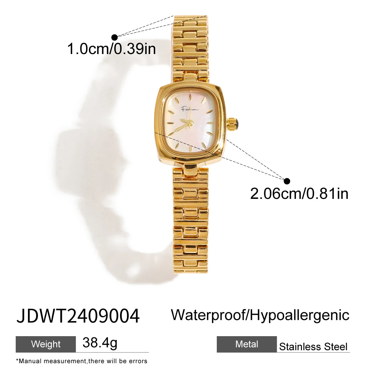 Gold Color Plated Stainless Steel Quartz Mechanism Watch