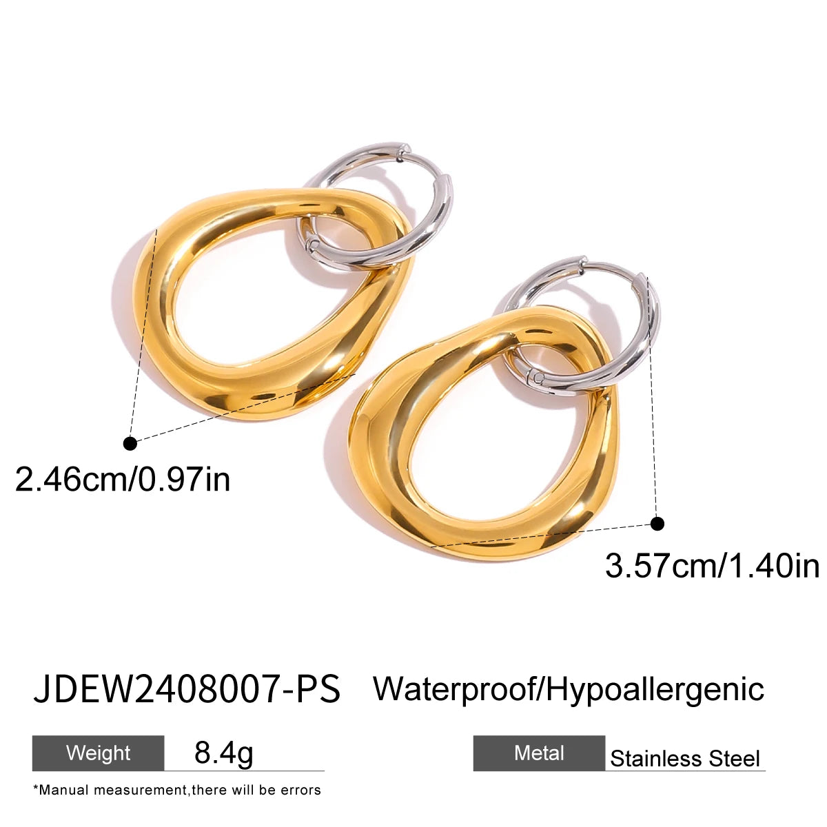 Minimalist Irregular Hollow Pendant Round Color Matching Ear Clip Earrings