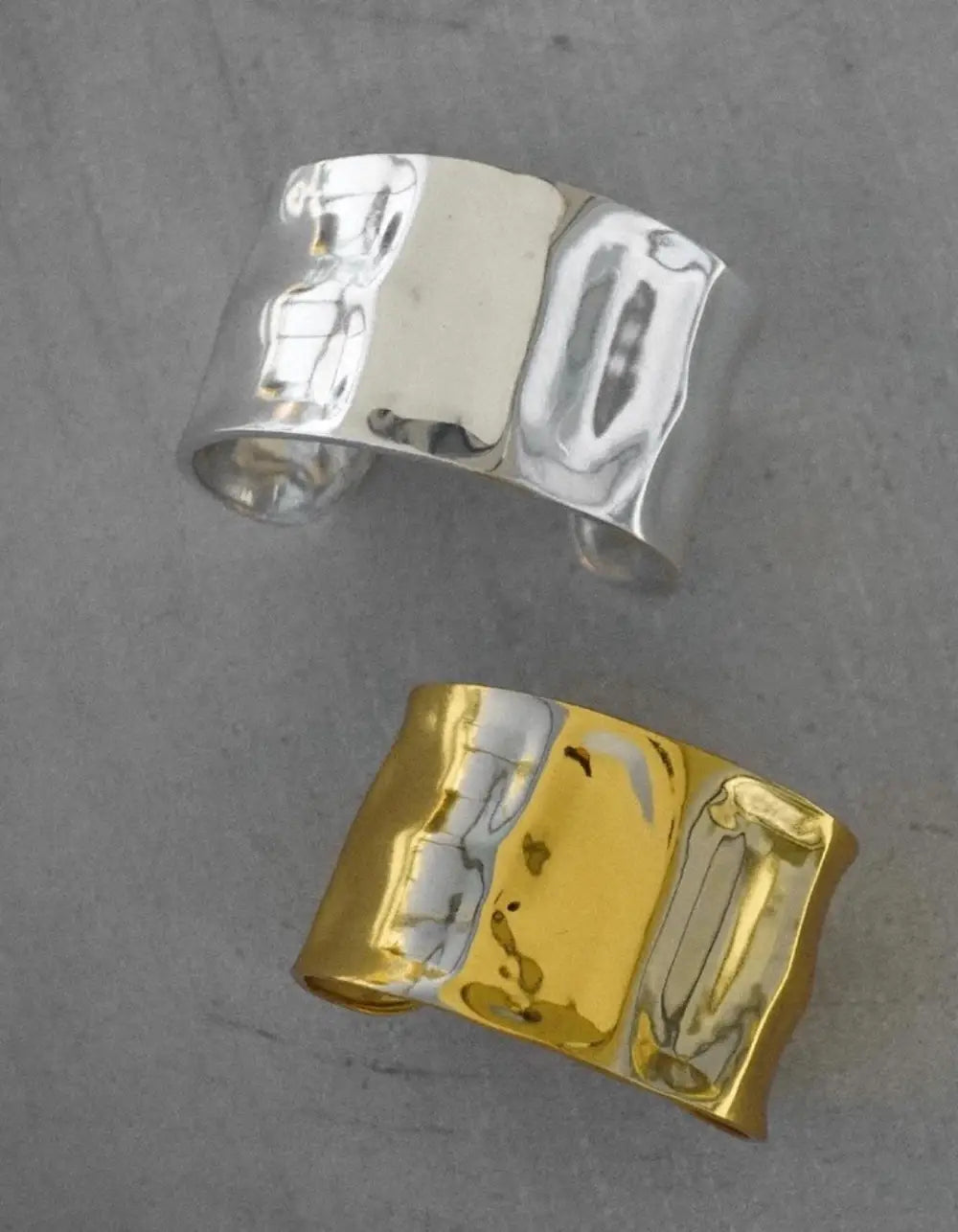 Textured Gold Cuff Plated Stainless Steel Adjustable Bangele Bracelet