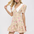 Print Puff Sleeves Ruffled Dress - Norellé