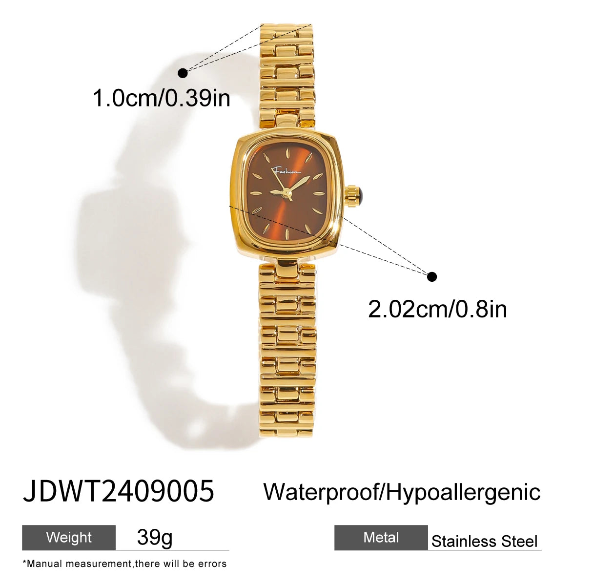 Gold Color Plated Stainless Steel Quartz Mechanism Watch