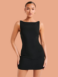 Solid Mini Short Dress Sleeveless Zipper Women - Norellé