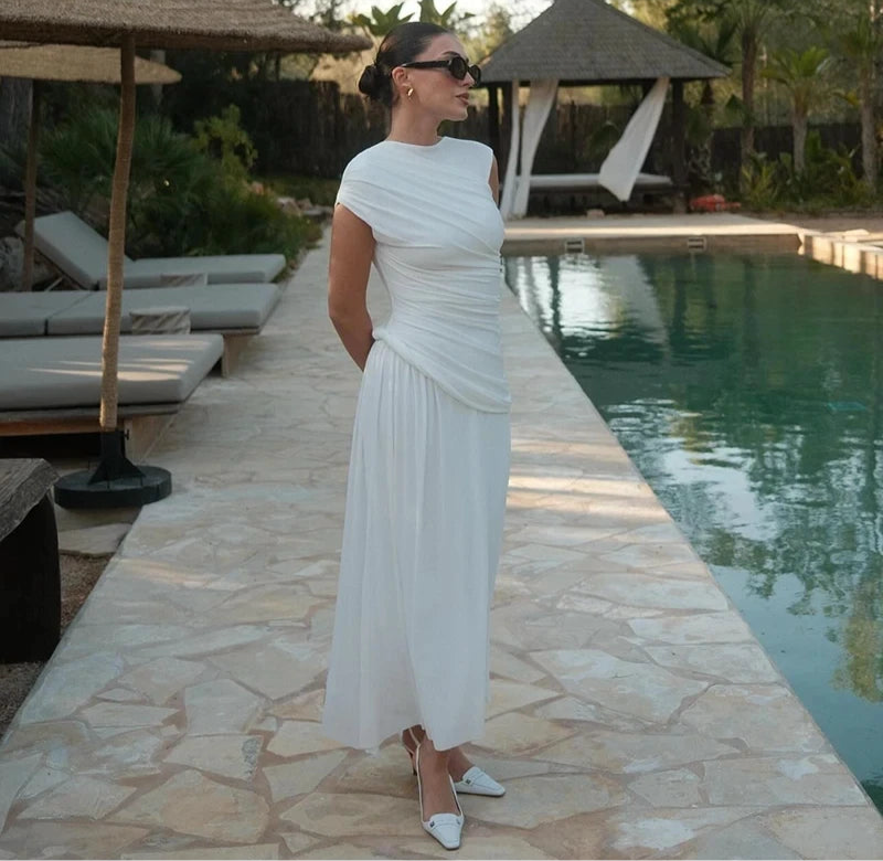 Elegant White Women Maxi Dress