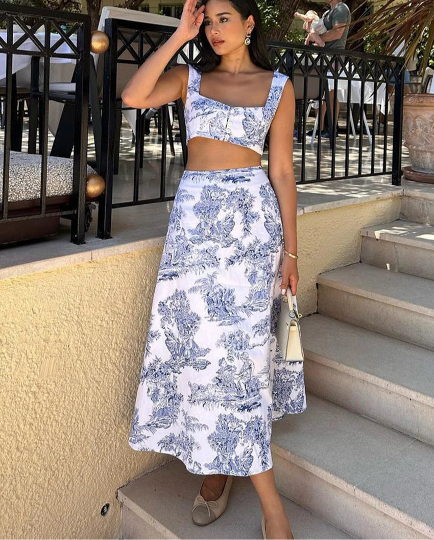 Slim Print Skirt Sets For Women 2 Pieces - Norellé