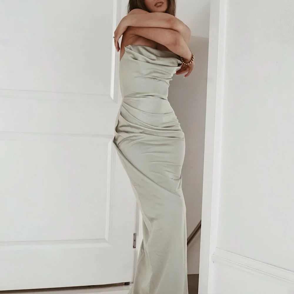 Satin Bodycon Dress Women Summer