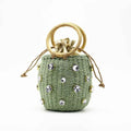 Summer Round Rattan Handmade Diamond Pearl Bag