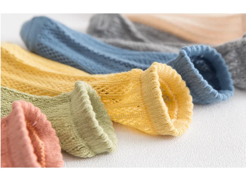 Fashion Solid Color Woman Socks Hollow Out Breathable