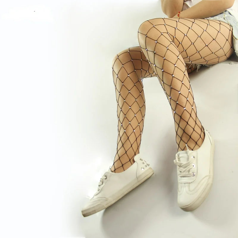 Women Rhinestone Fishnet Tights Crystal Stockings