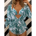3 Piece Set Bikini Women Jumpsuit Suits Printed Swimwear Bikini - Norellé