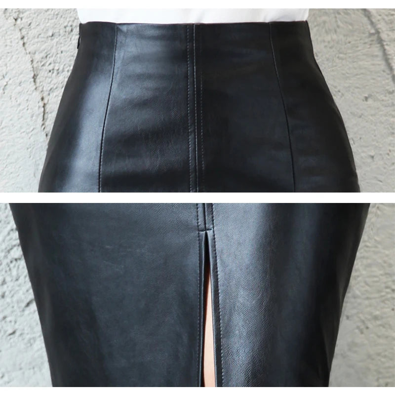 Women Leather Midi Skirt - Norellé