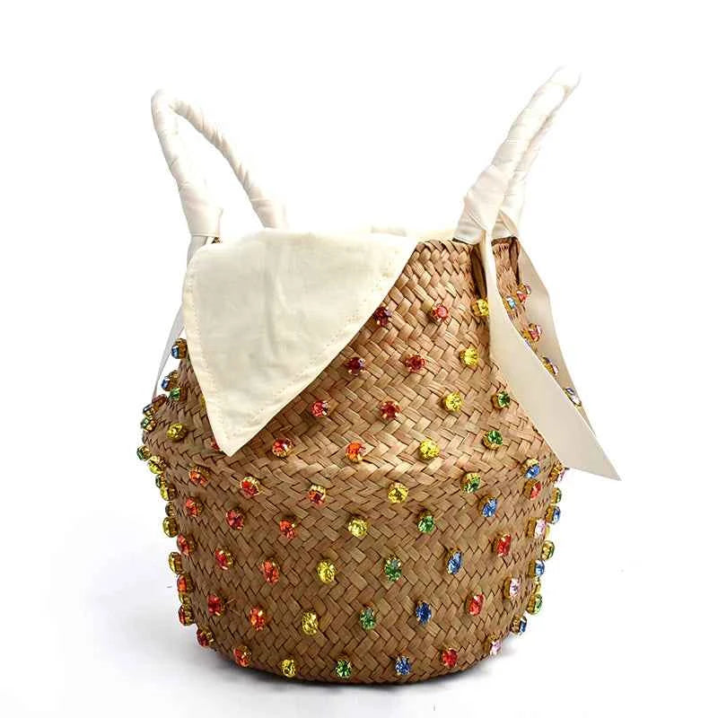 Colored Diamonds Hand-sewn Woven Bag