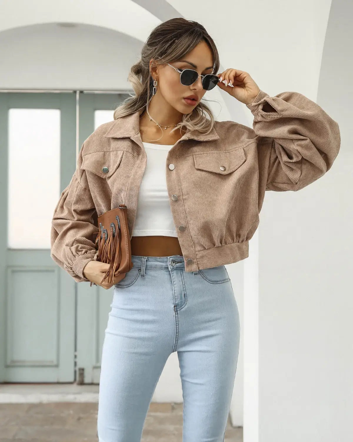 Autumn Cropped Corduroy Jackets