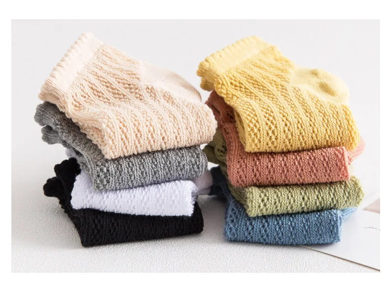 Fashion Solid Color Woman Socks Hollow Out Breathable