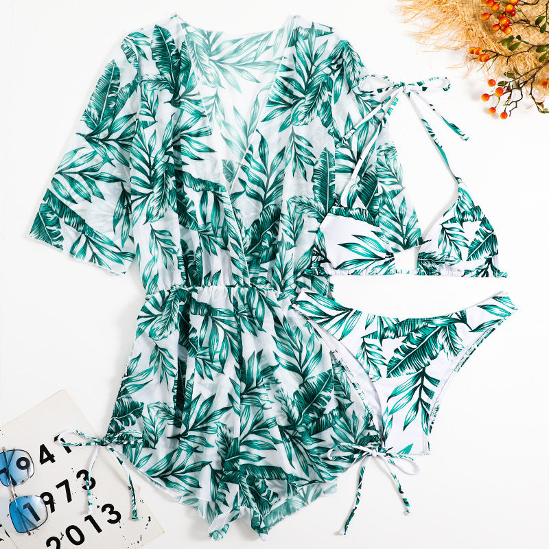 3 Piece Set Bikini Women Jumpsuit Suits Printed Swimwear Bikini - Norellé