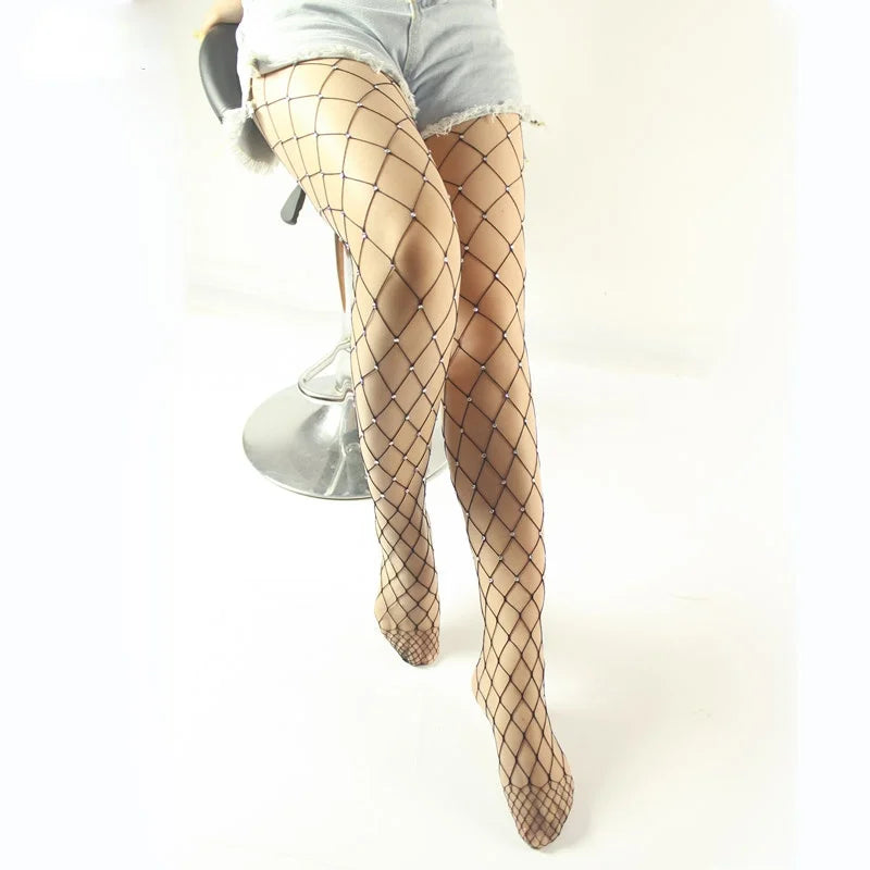 Women Rhinestone Fishnet Tights Crystal Stockings