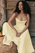 Women's Solid Color Printing Mid-Waist Slip Dress - Norellé