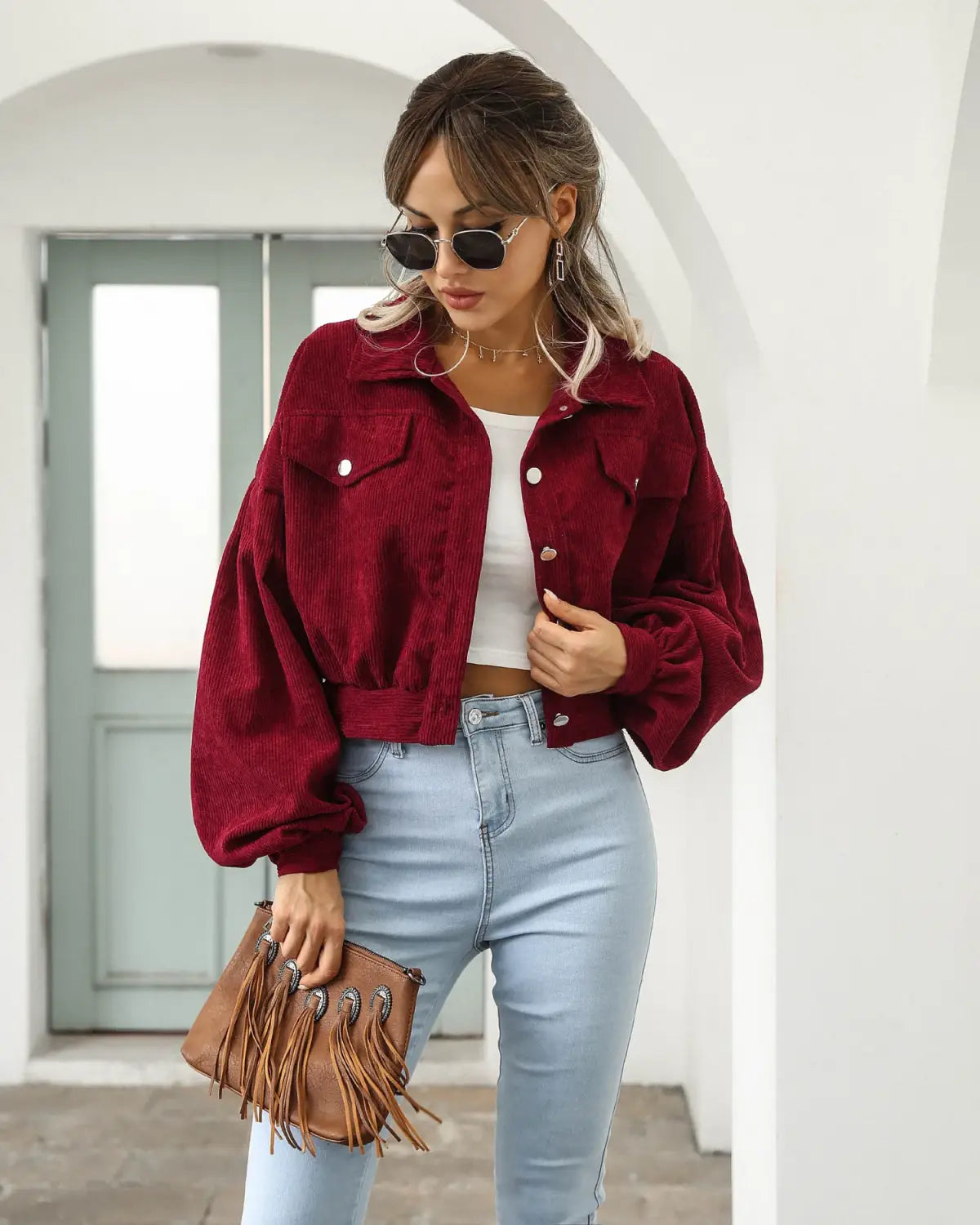 Autumn Cropped Corduroy Jackets