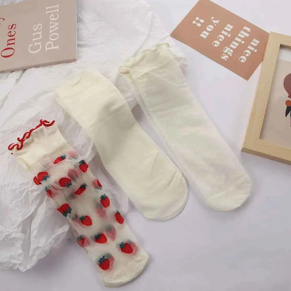 Summer Transparent Tube Socks Strawberry Lolita Style