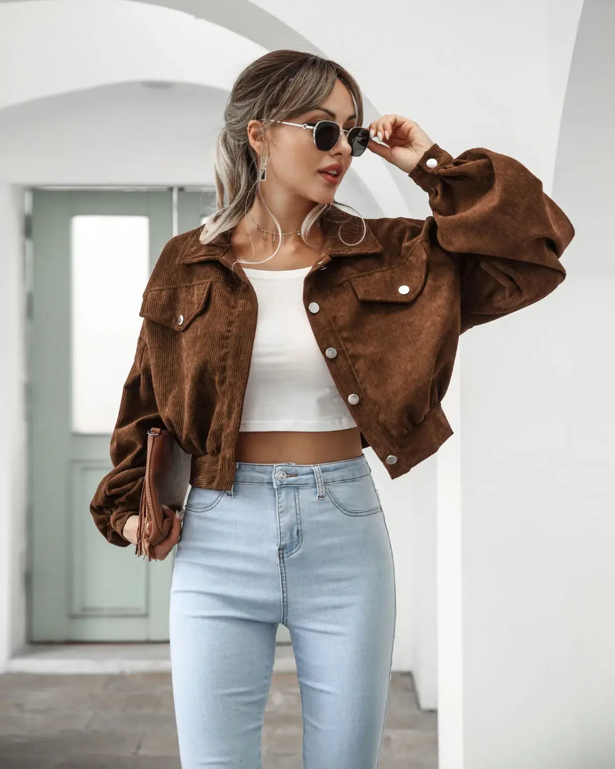 Autumn Cropped Corduroy Jackets