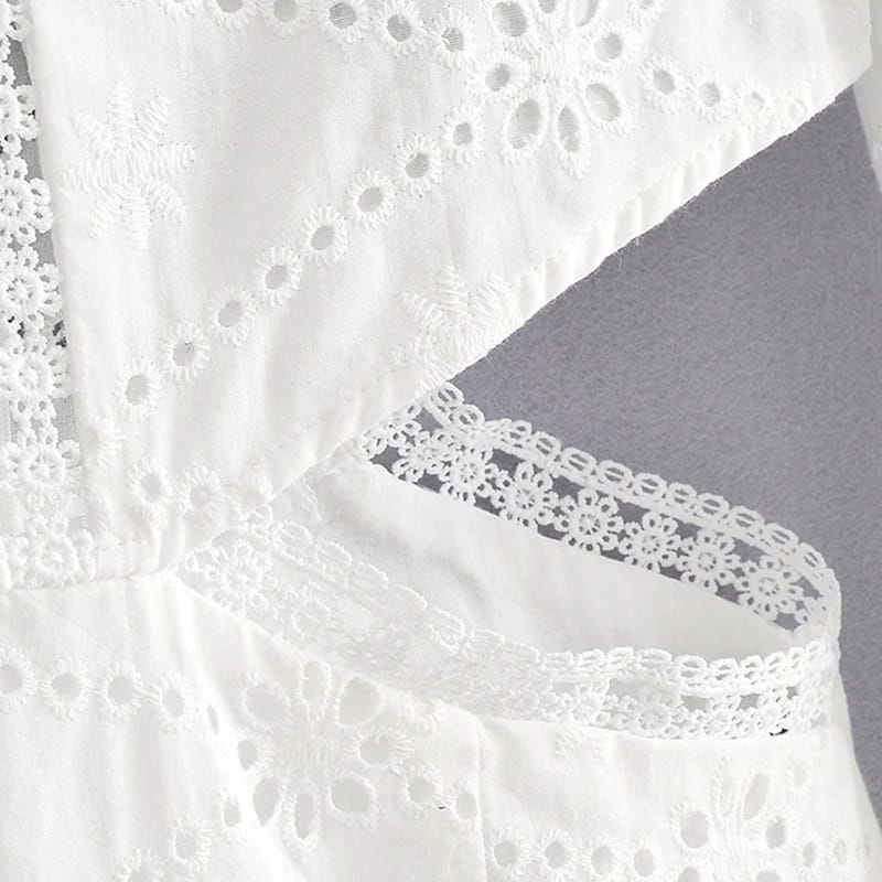 Elegant Lace Hollow Out Mini Dress