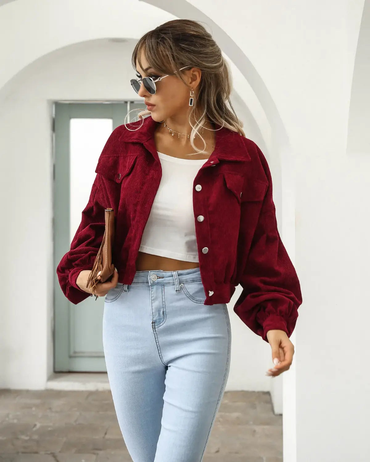 Autumn Cropped Corduroy Jackets