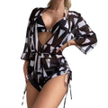 3 Piece Set Bikini Women Jumpsuit Suits Printed Swimwear Bikini - Norellé