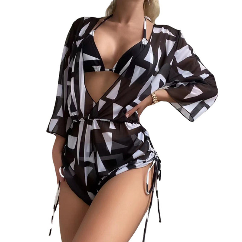 3 Piece Set Bikini Women Jumpsuit Suits Printed Swimwear Bikini - Norellé
