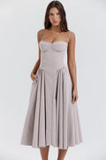 Women's Solid Color Printing Mid-Waist Slip Dress - Norellé
