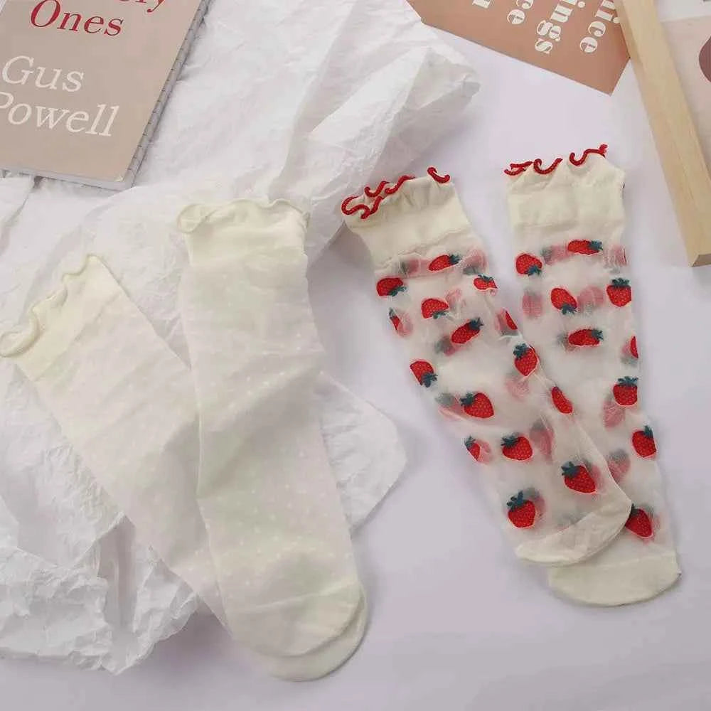 Summer Transparent Tube Socks Strawberry Lolita Style