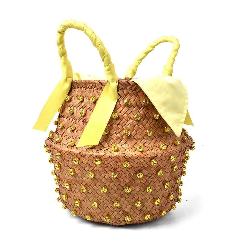 Colored Diamonds Hand-sewn Woven Bag
