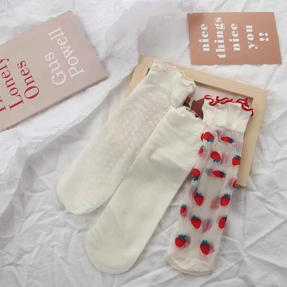 Summer Transparent Tube Socks Strawberry Lolita Style